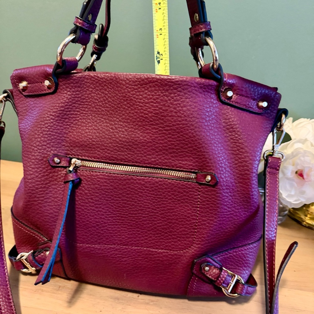 Urban Expressions Burgundy Plum Vegan Leather Satchel Crossbody NWOT - Picture 10 of 12